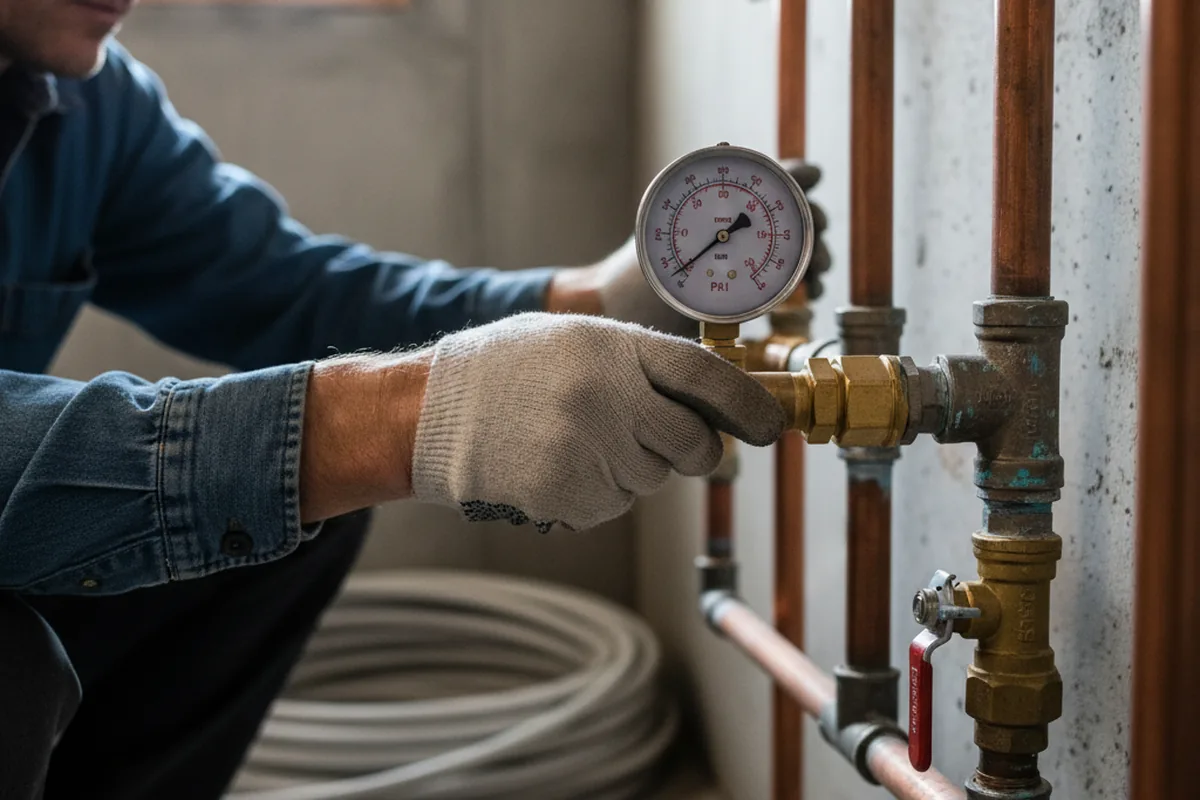 Pressure testing a repaired line during Water Line Repair in Los Molinos